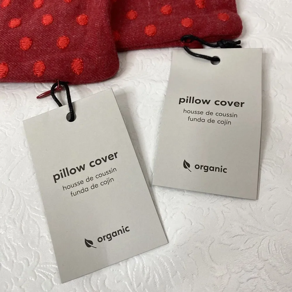 Set of 2 West Elm Red Pillow Covers Organic Cotton 12x21